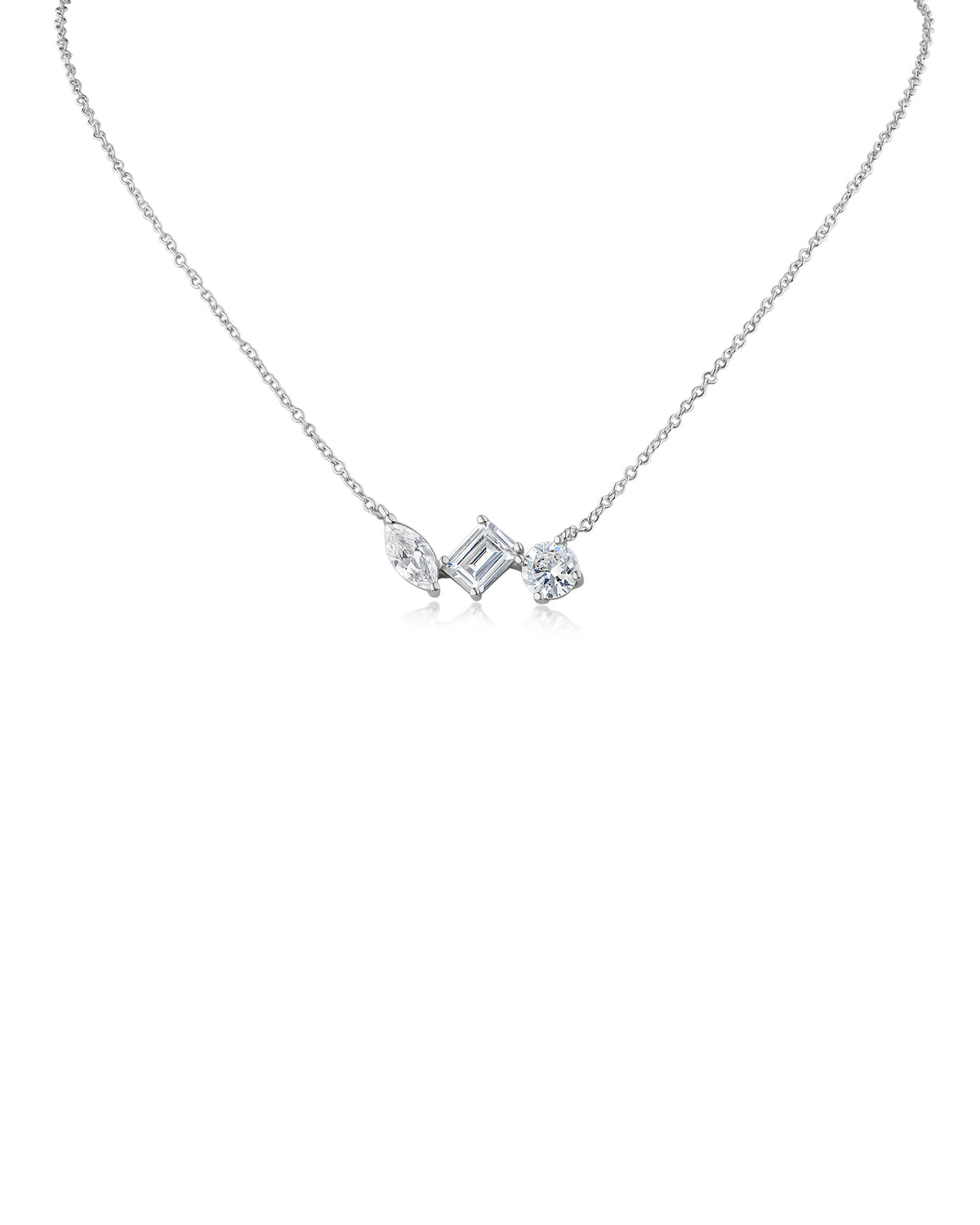 Multi Shape CZ Pendant Necklace