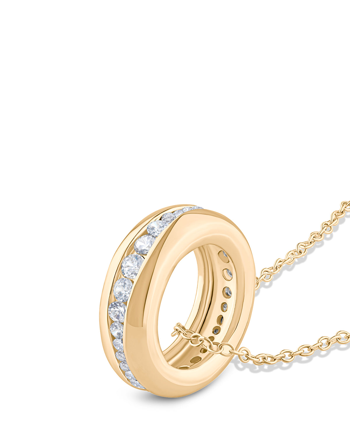 Round CZ Ring Pendant Necklace