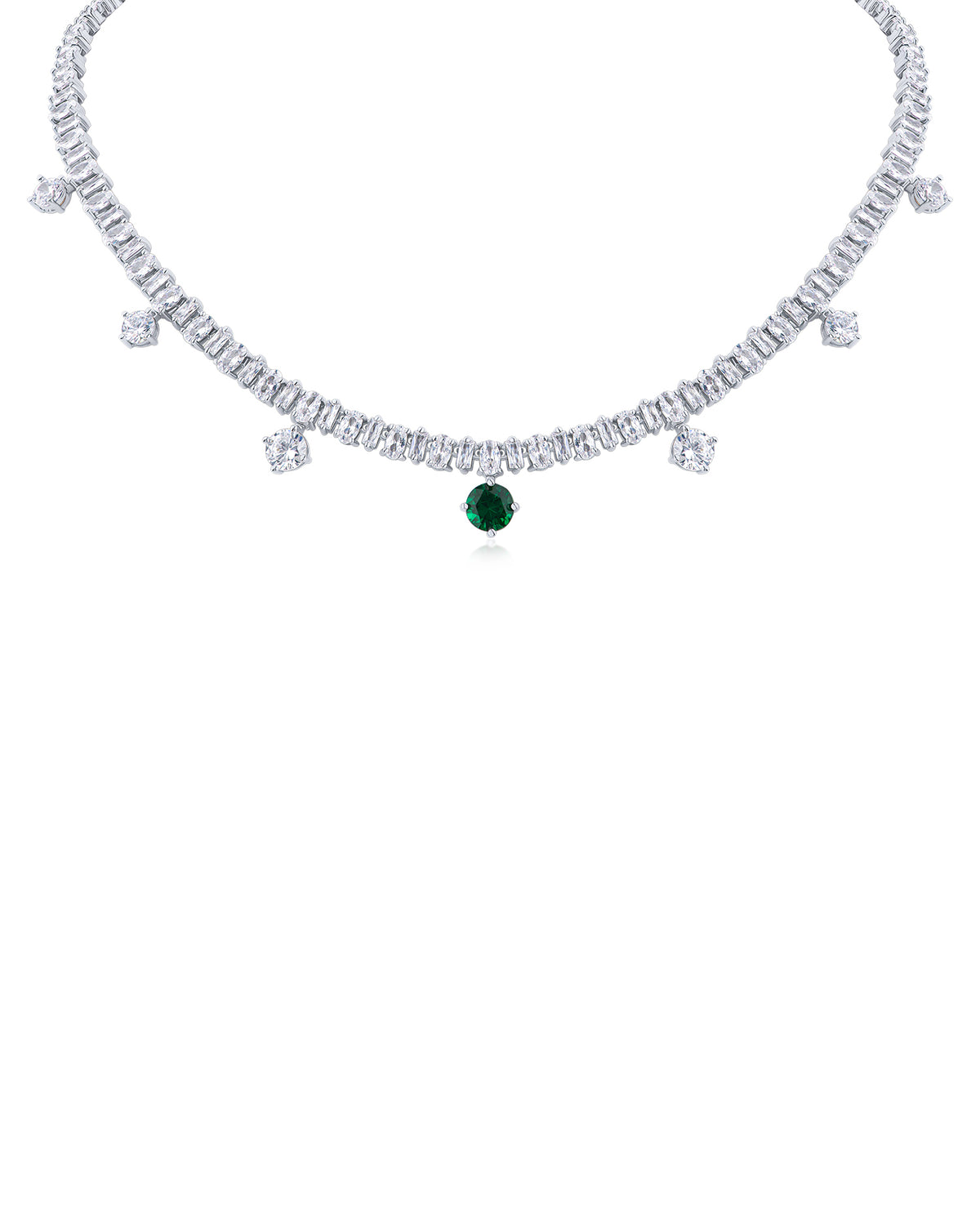 Emerald Drop CZ Tennis Necklace