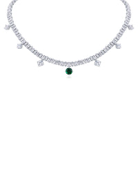 Emerald Drop CZ Tennis Necklace
