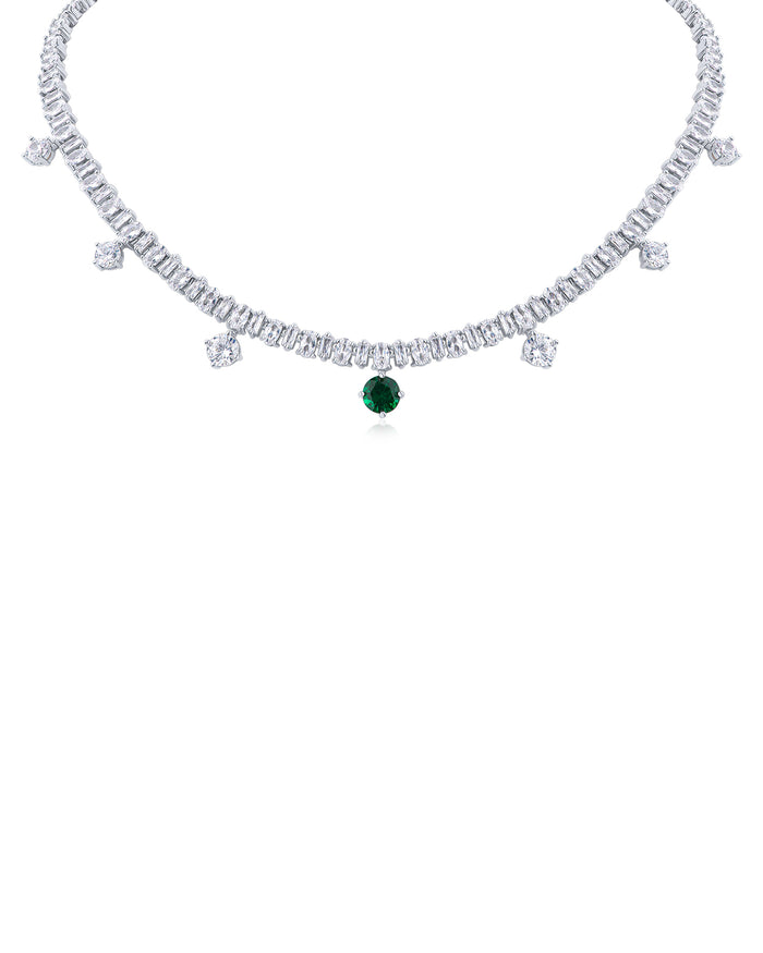 Emerald Drop CZ Tennis Necklace