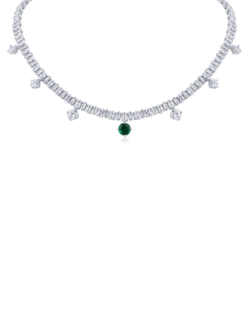 Emerald Drop CZ Tennis Necklace