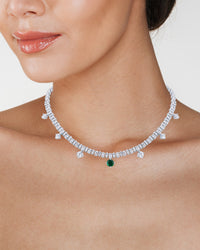 Emerald Drop CZ Tennis Necklace