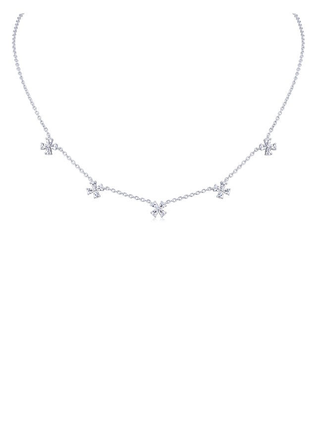 CZ Floral Station Necklace
