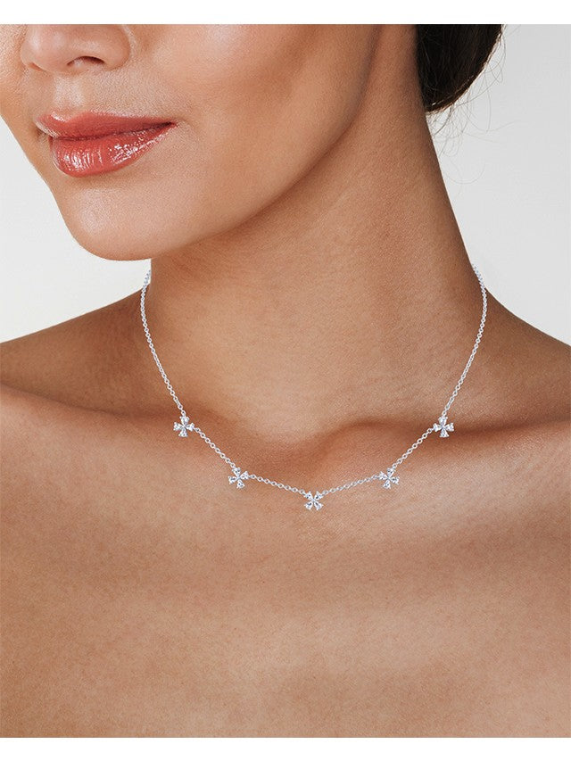 CZ Floral Station Necklace