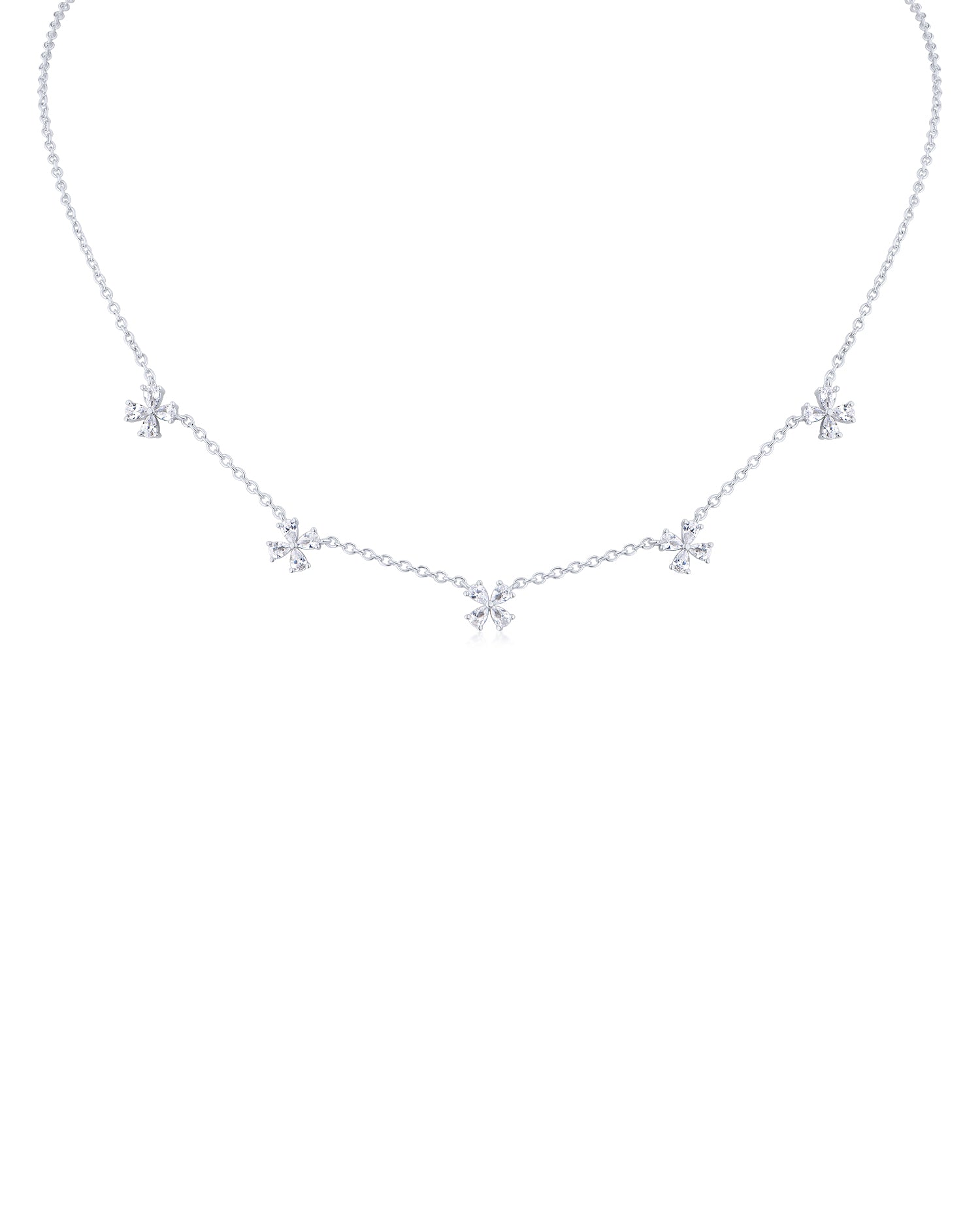 CZ Floral Station Necklace