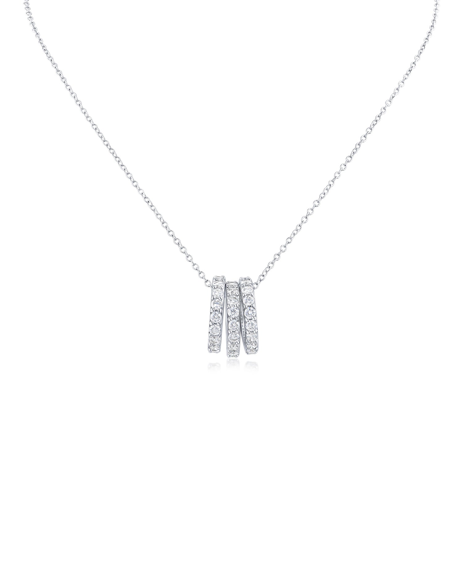 Pavé Triple Ring Pendant Necklace