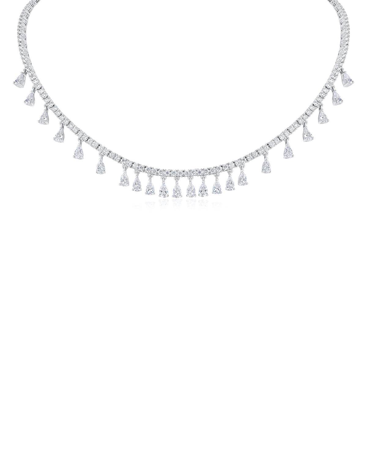 Pear CZ Fringe Necklace