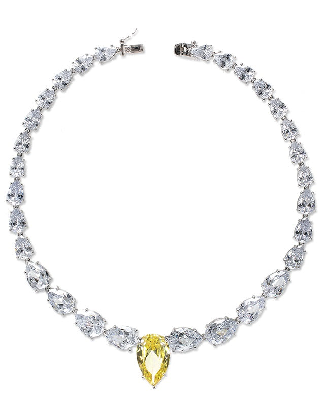 Canary CZ Pear CZ Necklace