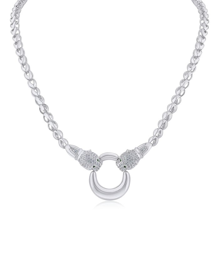 Pave Double Panther Necklace