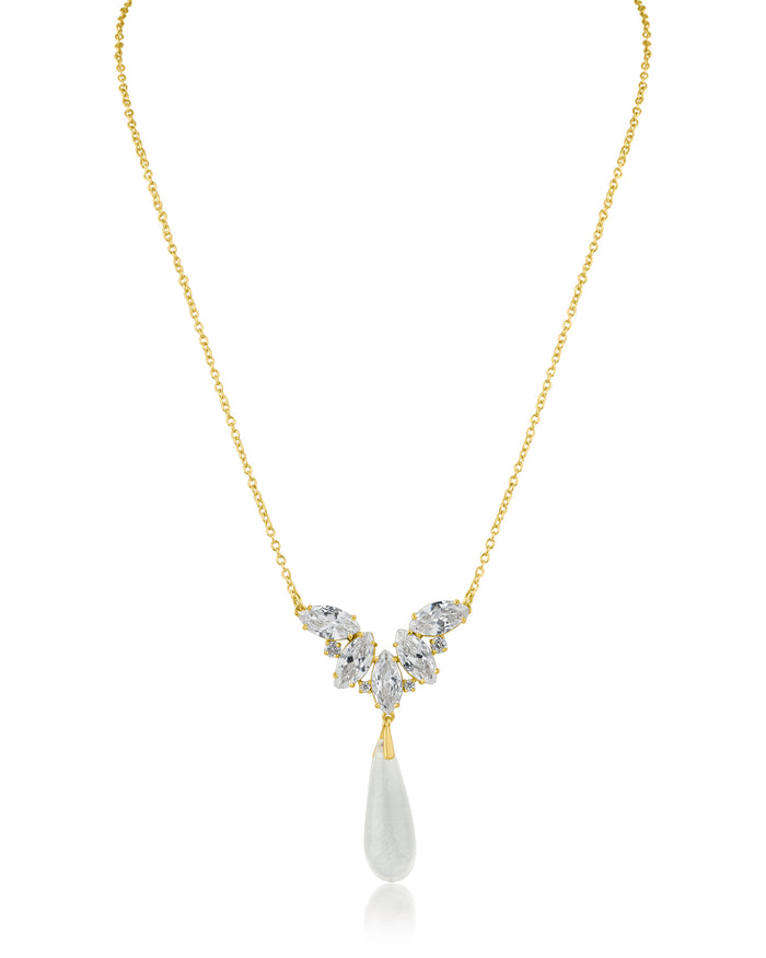 Marquise CZ and Lucite Pendant Necklace