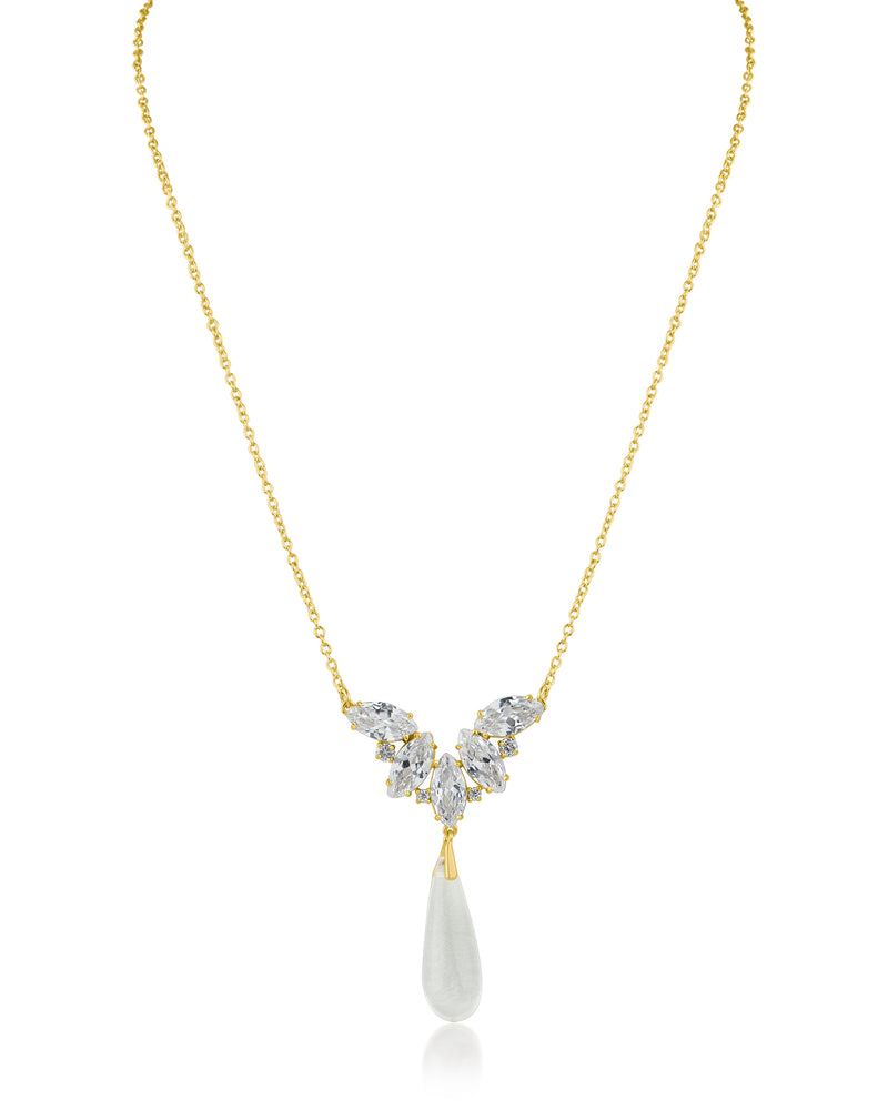 Marquise CZ and Lucite Pendant Necklace