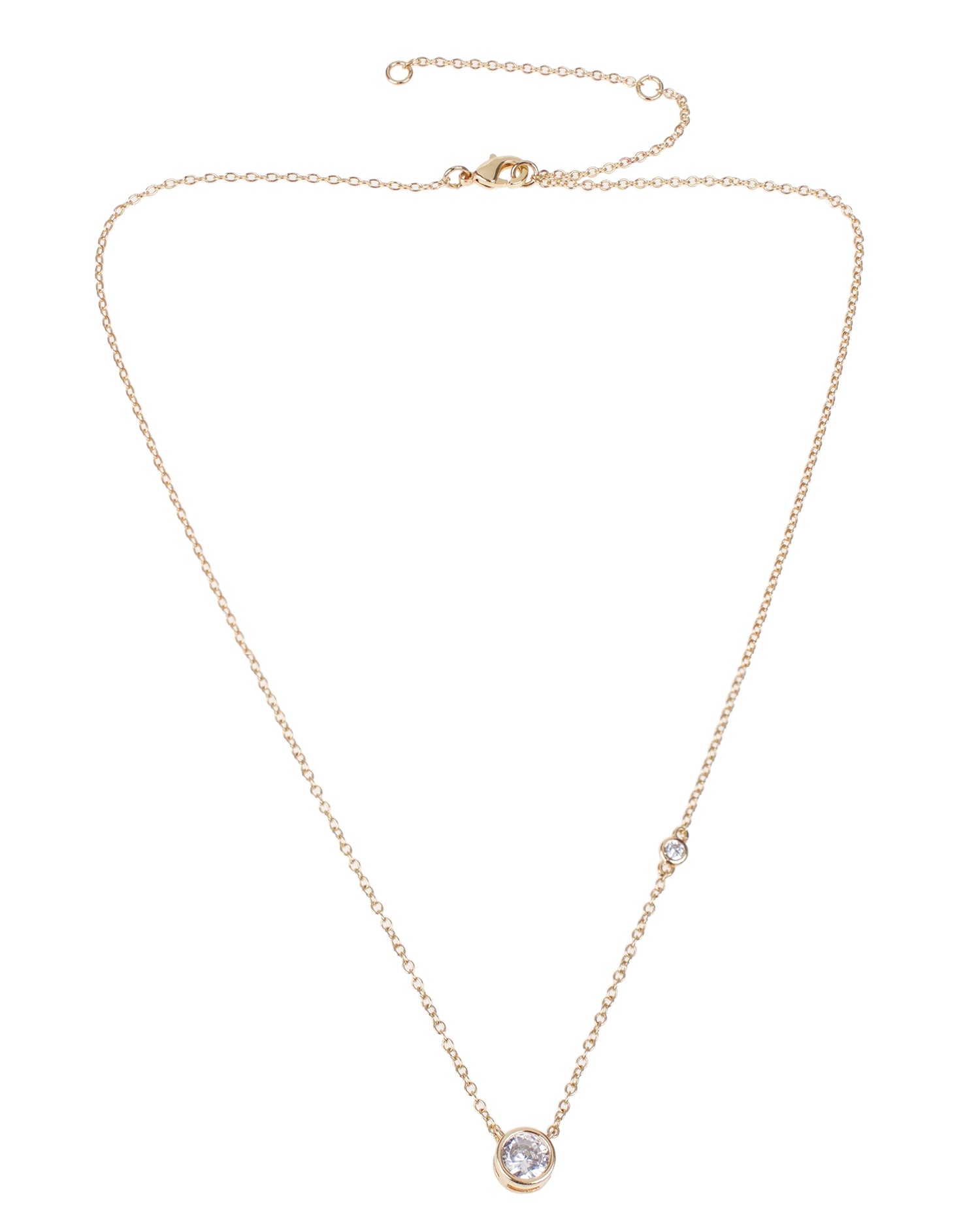 Double Round Yellow Gold Plated Pendant Necklace