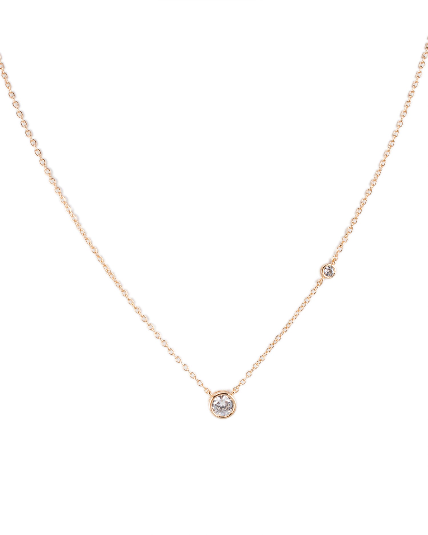 Double Round Yellow Gold Plated Pendant Necklace