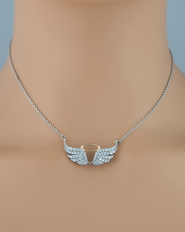 Pave CZ Angel Wings Necklace