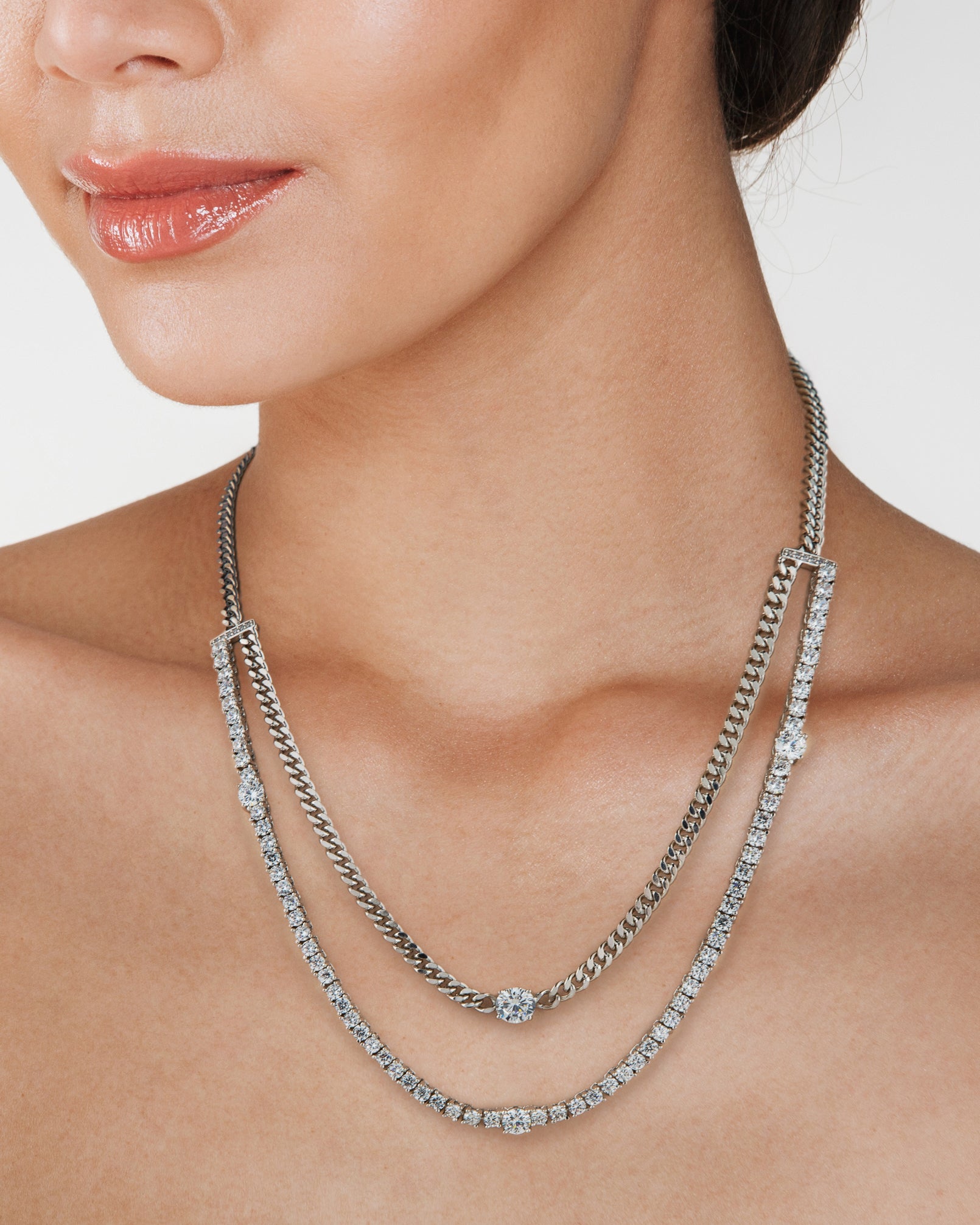 CZ & Chain Layered Necklace