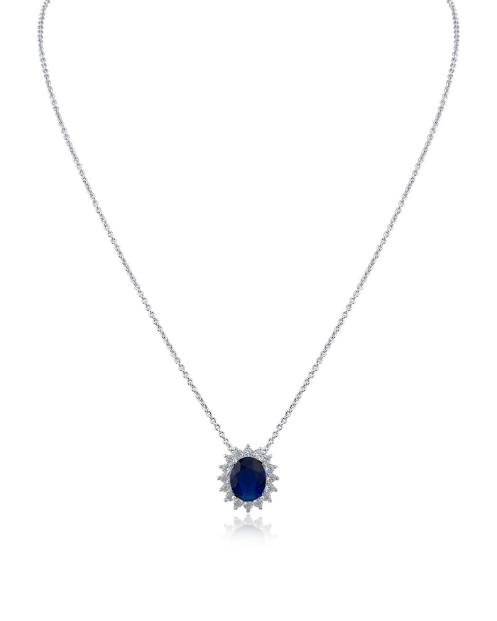 Oval Sapphire Pendant Necklace