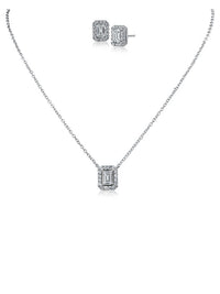 Emerald CZ Pendant and Stud Set