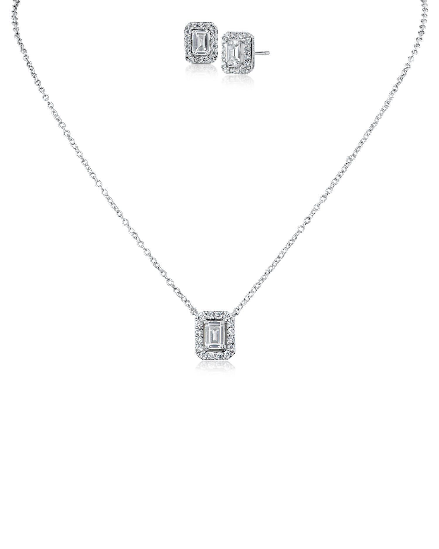 Emerald CZ Pendant and Stud Set