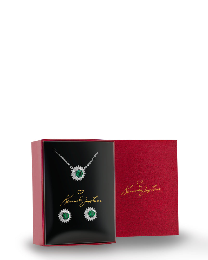 Round Emerald CZ Box Set