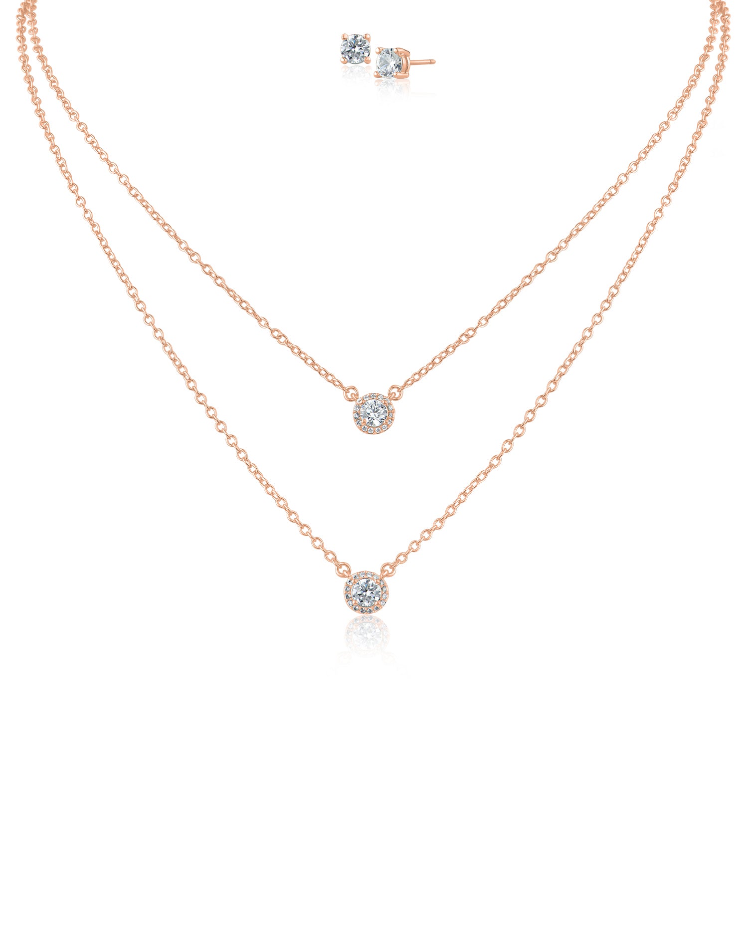 Double Layered Necklace and Stud Set