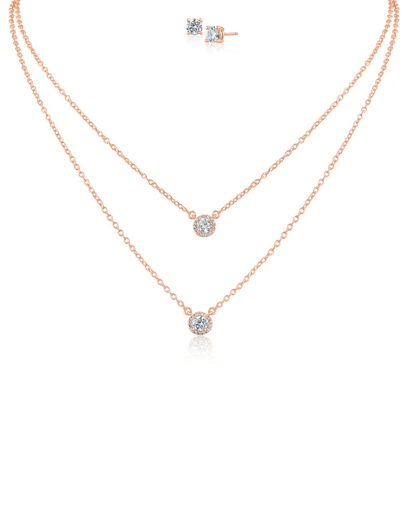 Double Layered Necklace and Stud Set