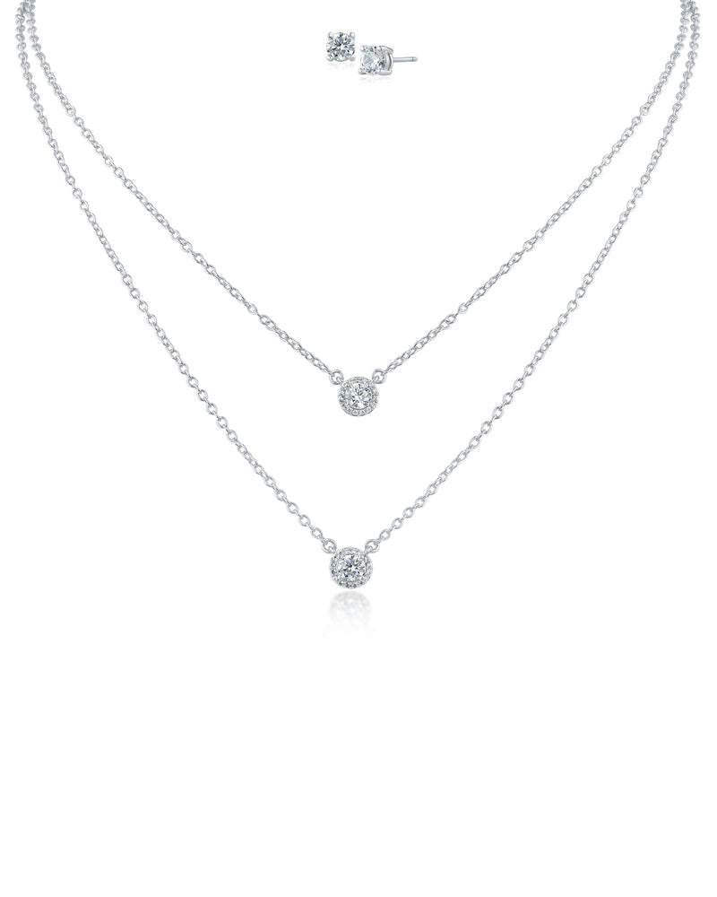 Double Layered Necklace and Stud Set