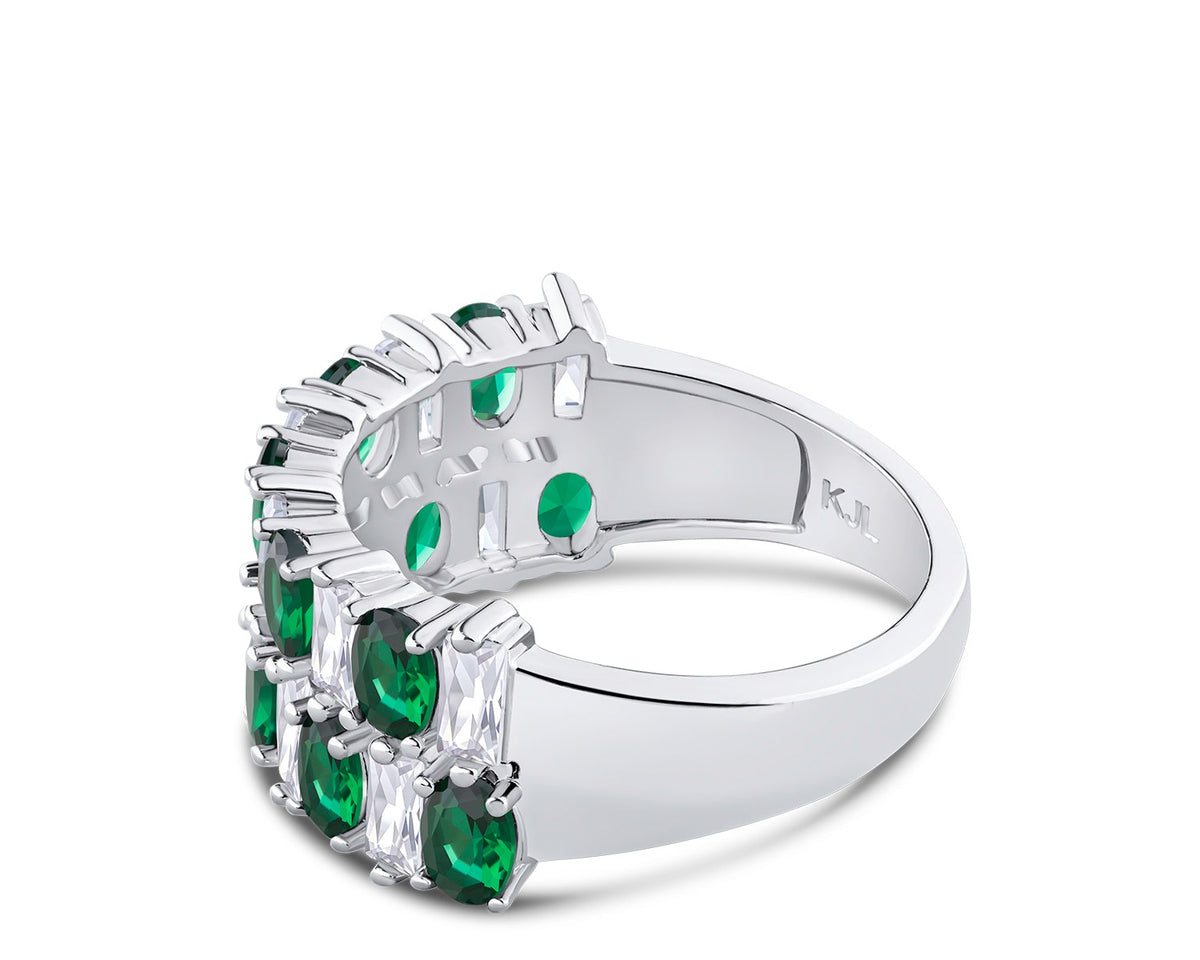 Emerald CZ Multi-Row Band Ring