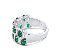 Emerald CZ Multi-Row Band Ring