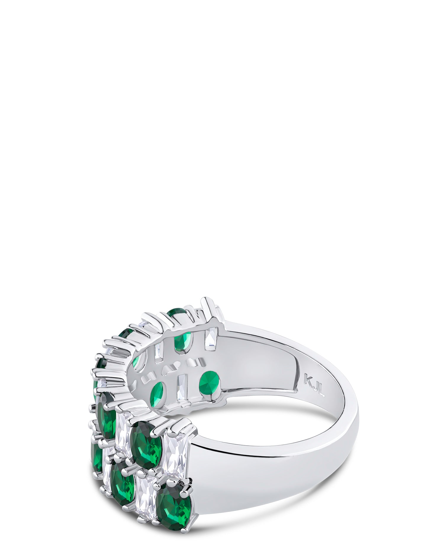 Emerald CZ Multi-Row Band Ring