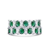 Emerald CZ Multi-Row Band Ring