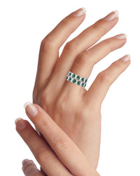 Emerald CZ Multi-Row Band Ring