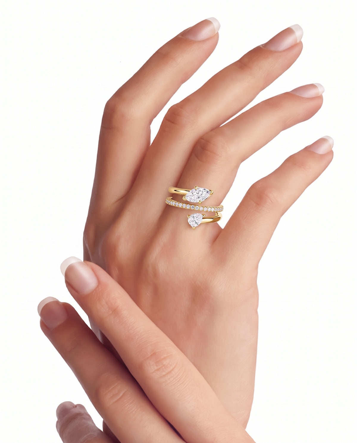Mixed-Cut CZ Wrap Ring
