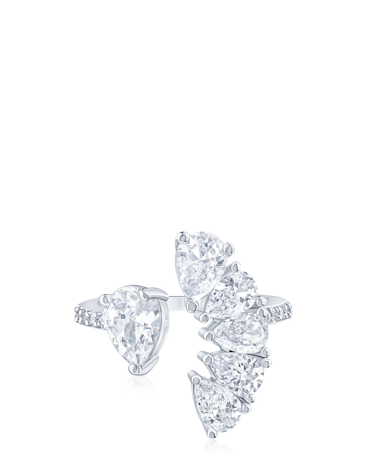 Pear CZ Cluster Open Ring