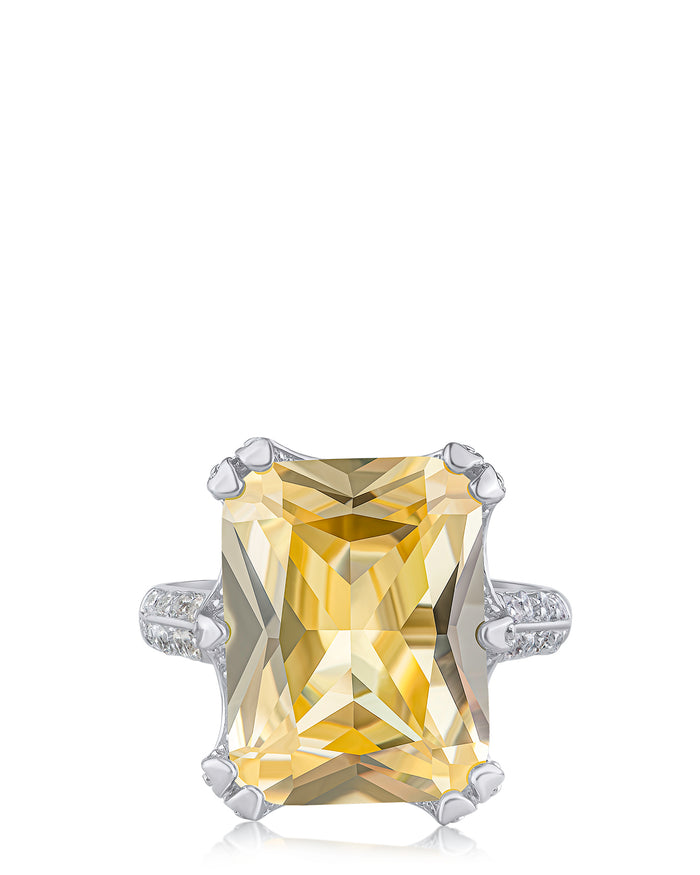 Canary Yellow Yellow Radiant Emerald Cut Statement Ring Size 8