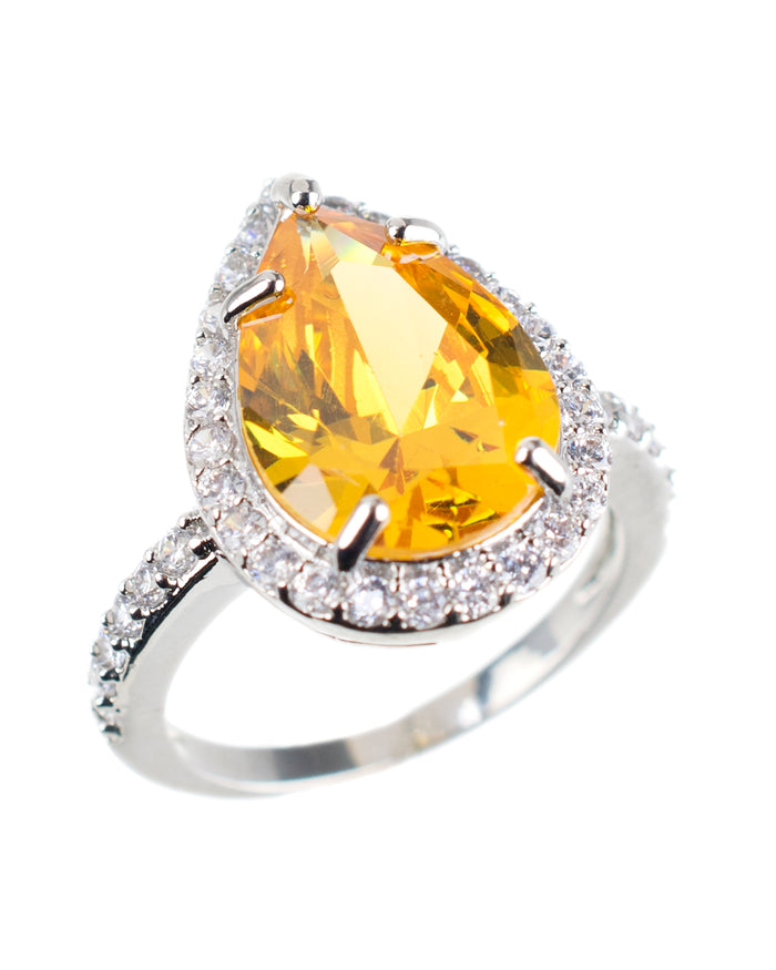 Champagne Pear CZ Ring