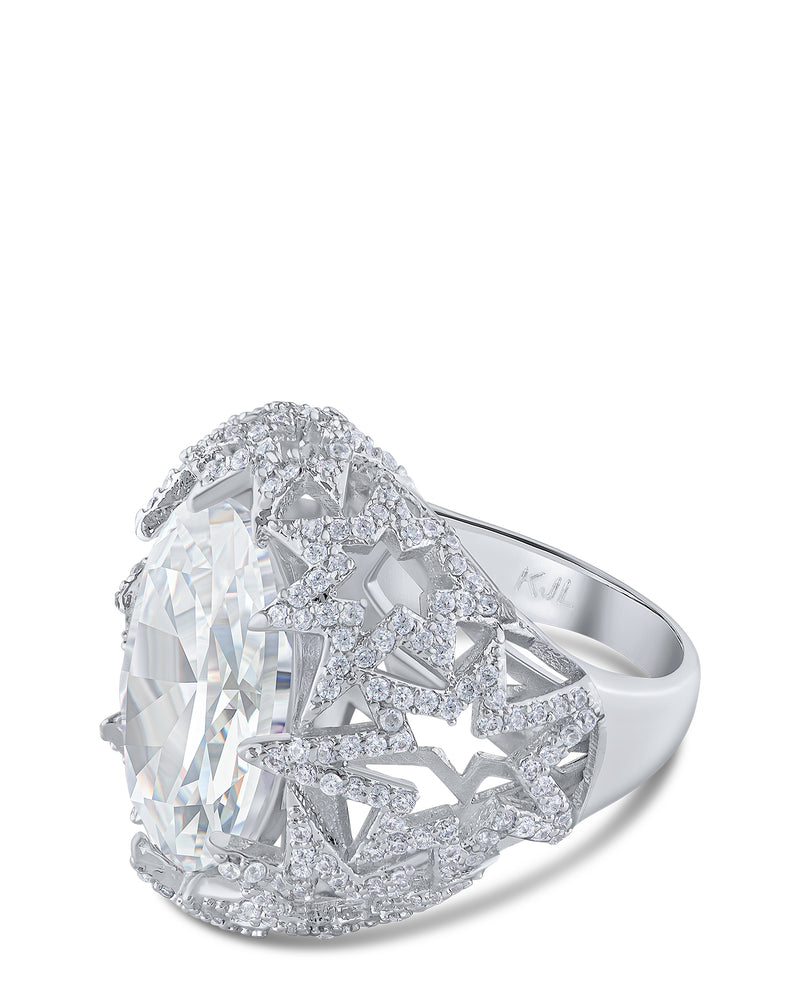 Oval and Star Setting CZ Ring