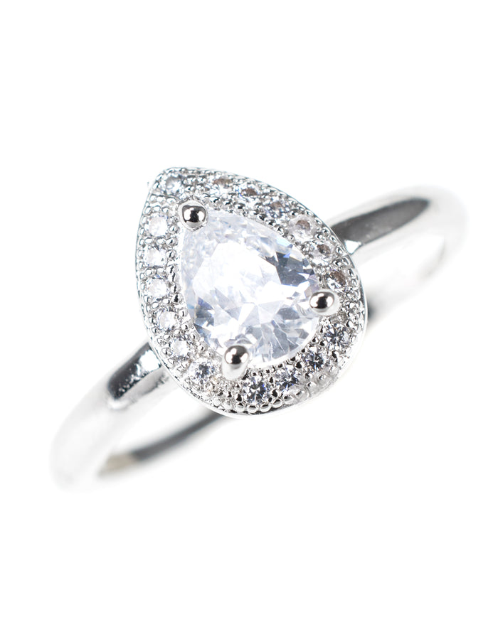Pear Ring with Halo
