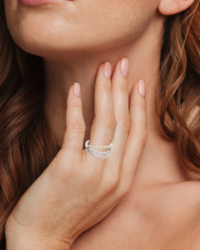Pave CZ Triple Row Ring