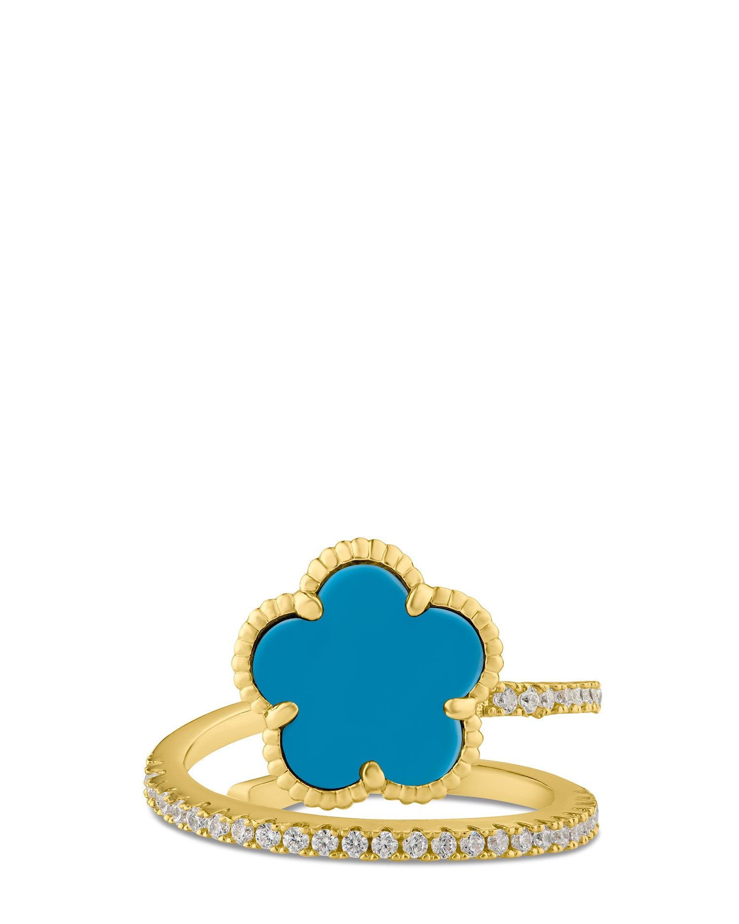CZ and Clover Wrap Ring