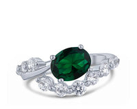 Emerald Oval CZ Cluster Ring