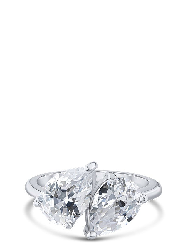 Double Pear CZ Ring