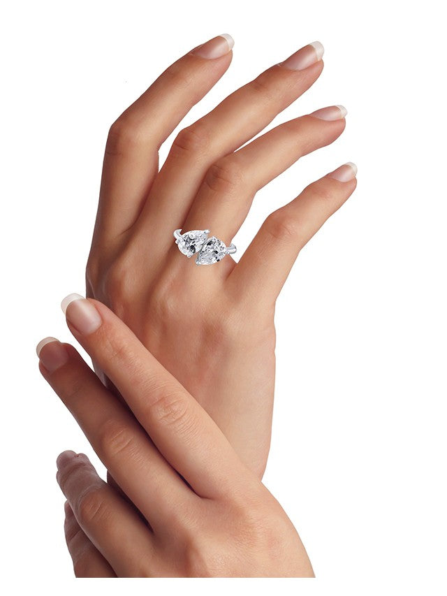 Double Pear CZ Ring