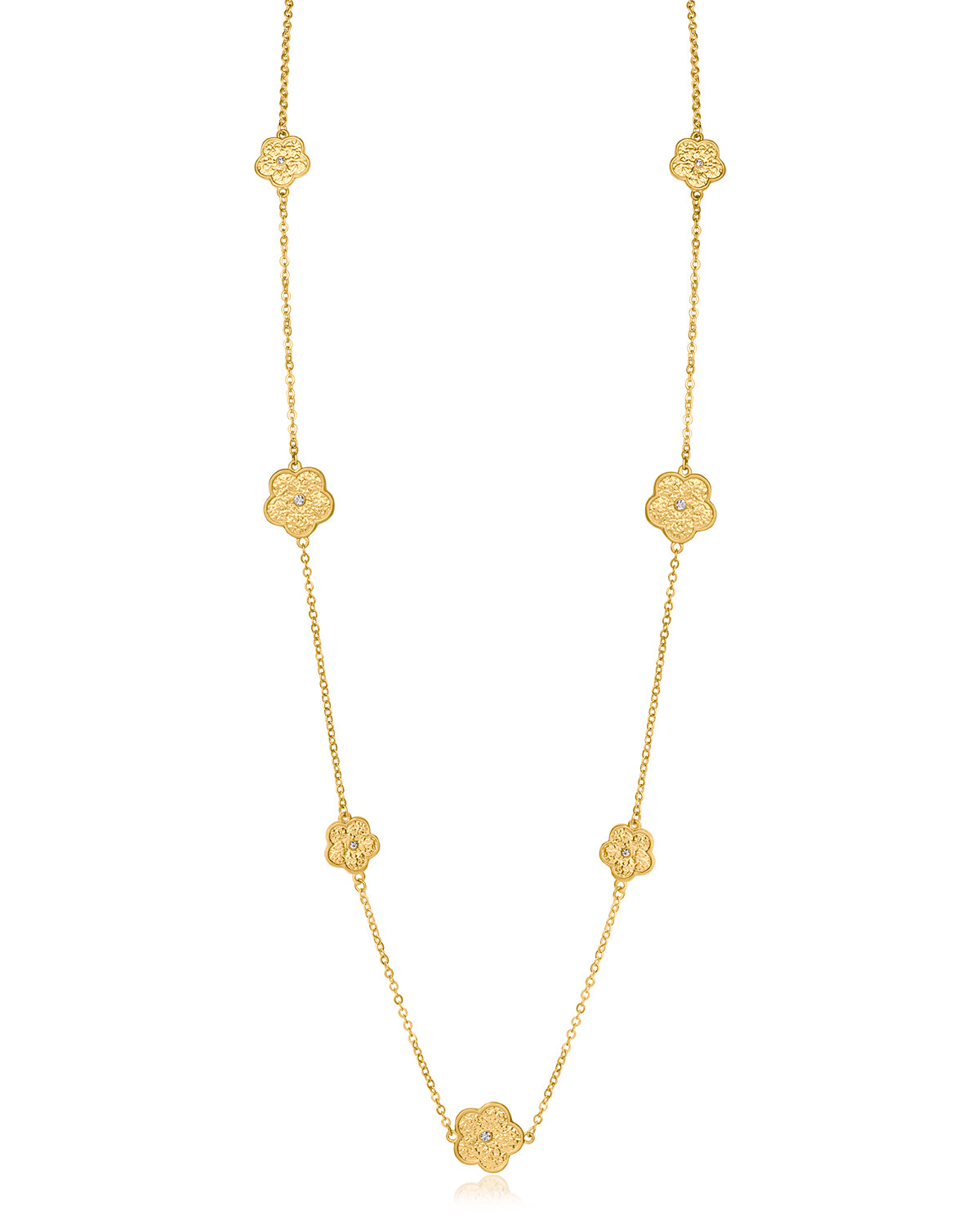 CZ Clover Station Necklace