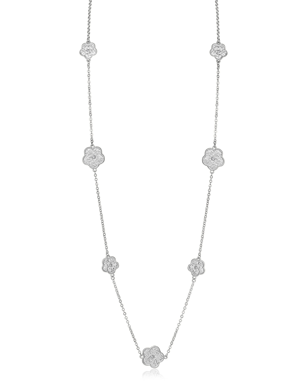 CZ Clover Station Necklace