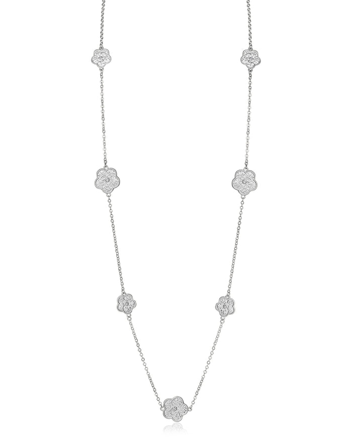 CZ Clover Station Necklace