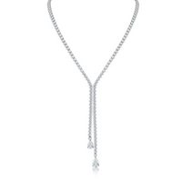 Pear CZ Double Drop Necklace