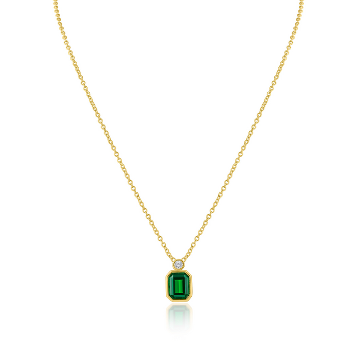 Emerald Bezel Set Pendant Necklace