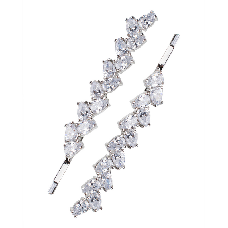 Pear CZ Hair Pin Set