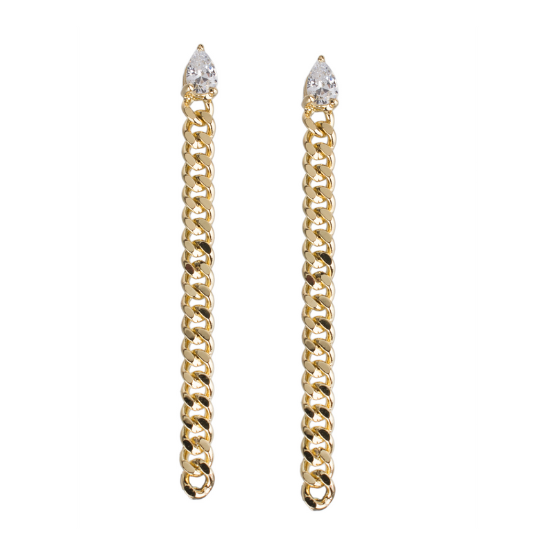 Dainty Chain Dangle Earrings – CZ by Kenneth Jay Lane Dainty Chain Dangle Earrings – CZ by Kenneth Jay Lane